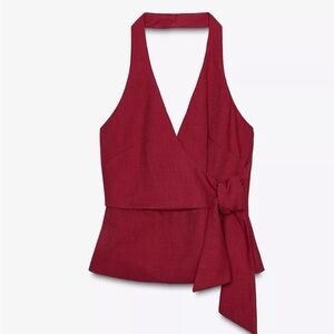 Zara Deep Red Halter Top